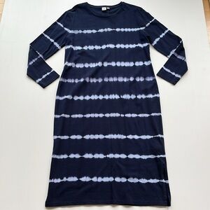 Gap Crewneck Midi Tie-Dye Dress- NWT- Navy- Size LARGE